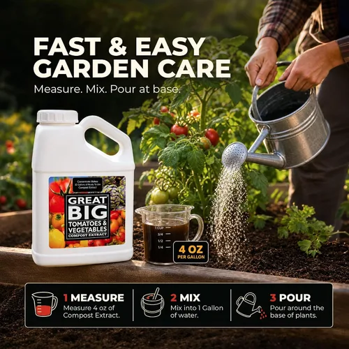 Miniatura 3 de Great Big Tomatoes and Vegetables - Fertilizante líquido Booster – Acondicionador orgánico de suelo, extracto de compost líquido con ácido húmico