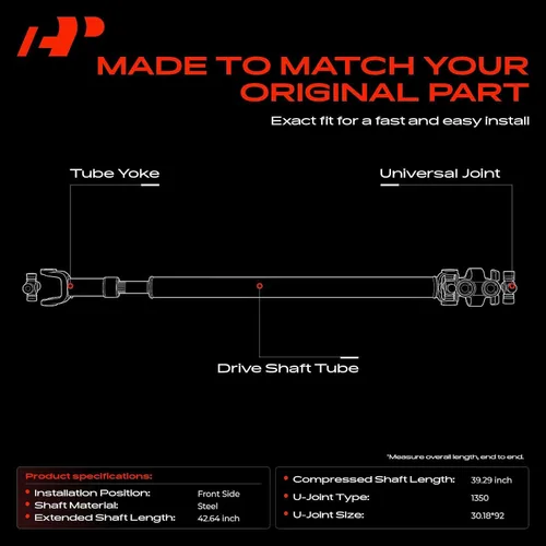 Miniatura 3 de A-Premium [41.5 pulgadas de longitud] Eje de transmisión delantero completo Eje de hélice Conjunto de eje de transmisión compatible con Ford F-250