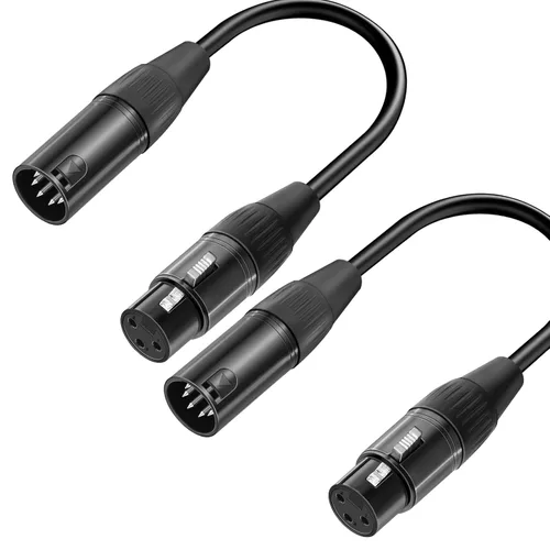 Kumiho Paquete de 2 cables adaptadores XLR profesionales de 3 pines hembra a DMX macho de 5 pines macho de 12 pulgadas para control de iluminación,