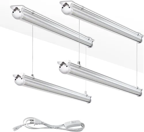 Miniatura 8 de Skymoatled Paquete de 8 luces LED de garaje de 8 pies, luz blanca de 100 W, 6000 K, 15000 lm, súper brillante, montaje en superficie, luces LED T8