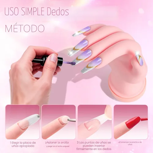 Miniatura 6 de Buqikma Mano de práctica de uñas para uñas acrílicas, mano de maniquí para práctica de uñas, flexible y flexible y flexible para práctica de uñas, 1