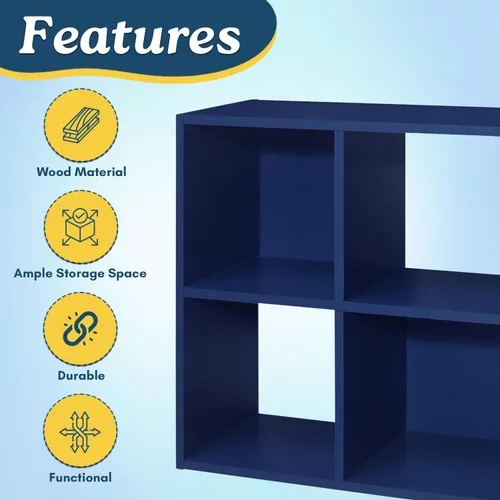 Miniatura 5 de Kings Brand Furniture - Estantería infantil de 4 cubos, organizador de almacenamiento de juguetes para niños, para sala de juegos, dormitorio