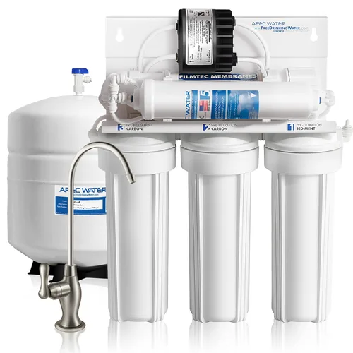 APEC Sistema de filtro de agua potable de ósmosis inversa ultra seguro con bomba, filtrado de alta potencia supremo, de nivel superior para casa con
