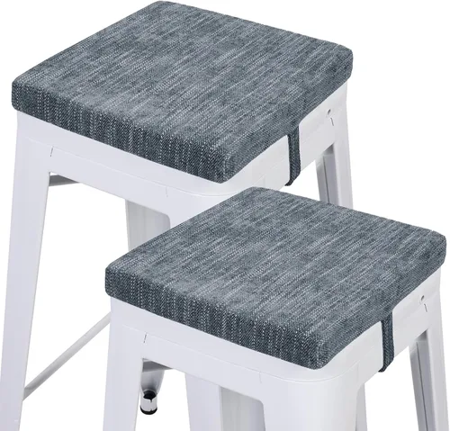 Miniatura 13 de baibu Juego de 2 cojines cuadrados de espuma viscoelástica de 12 pulgadas, diseño de doble capa con lazos, cojín cuadrado para silla para taburetes