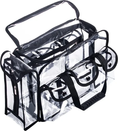 Miniatura 7 de Bolsa de maquillaje profesional de PVC transparente de gran apertura, bolsa de cosméticos para uñas, bolsas de belleza, organizador de herramientas