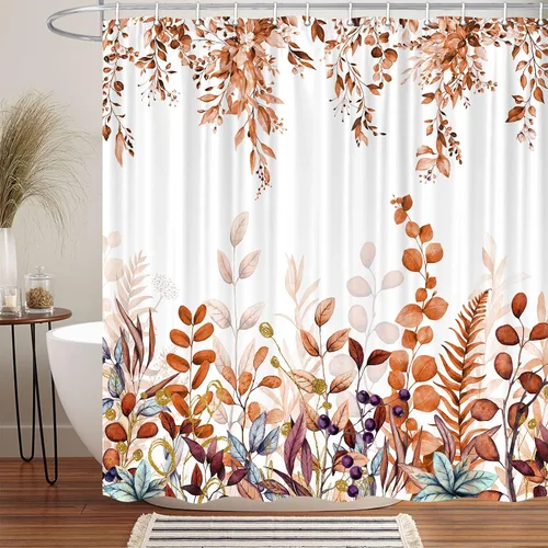Miniatura 9 de Linda cortina de ducha de otoño para caravana, remolque, baño, campamento, pequeña, estrecha, corta, de tela, decoración de campamento feliz