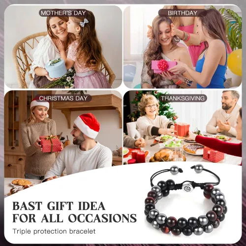 Miniatura 15 de Triple Protection Bracelet - for Protect & Balance - Energy Crystal Handmade Bracelets for Men Women