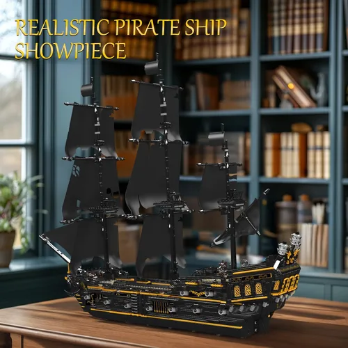 Miniatura 5 de JMBricklayer Juego de construcción de modelo de barco pirata, kits de juguetes misteriosos de perlas negras, bloques coleccionables, juguete genial