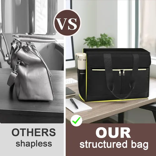 Miniatura 6 de Bolsa para laptop para mujer, bolsa de trabajo de 15.6 pulgadas con compartimentos, bolsa de enfermera, profesora, bolso de oficina grande y ligero