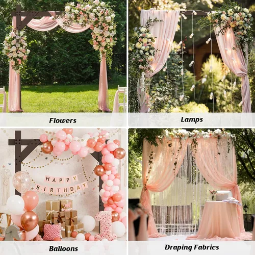 Miniatura 5 de Pondpm Arco de boda de madera de 7.48 pies, soporte de fondo cuadrado de madera para boda, ceremonia, fiesta, propuesta de jardín, playa, decoración