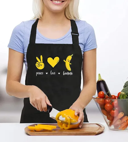 Miniatura 2 de Peace Love - Delantales de plátanos para mujer con 2 bolsillos, bonito gráfico de frutas, impermeable, ajustable, delantal de cocina