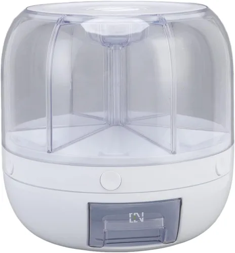Kufoo - Contenedor de almacenamiento de arroz y granos de 6 rejillas, dispensador de cereales giratorio de 360° con tapa, resistente a la humedad,