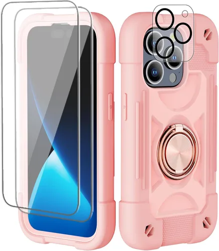 Miniatura 51 de Funda para iPhone 11 de 6.1 pulgadas con soporte de anillo, con 2 protectores de pantalla de vidrio, resistente a los golpes, resistente a