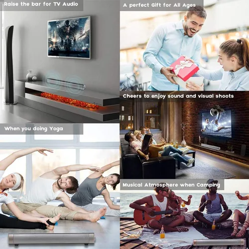 Miniatura 7 de TOPROAD Barra de sonido, barra de sonido con cable e inalámbrico Bluetooth 5.0, micrófono integrado, para teléfono celular/tablet/proyector