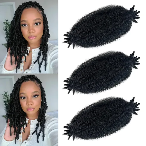 Miniatura 7 de Trenzas de pelo rizado anudadas a crochet estilo afro Marley, 12 pulgadas, pelo pre-separado y trenzado en resorte, trenzas de pelo afro rizado y 4#