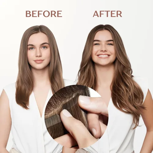 Miniatura 5 de WIGI Extensiones de cabello adhesivas de alta calidad, cabello humano 100 % real, 1.76 onzas por paquete, 20 unidades, extensiones de cabello lacio