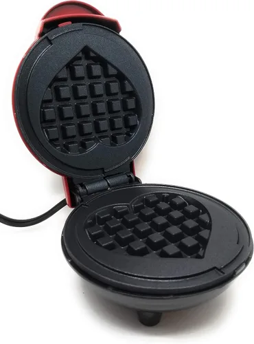 Miniatura 2 de Dash Mini Waffle Iron de 4 pulgadas con el mejor libro de recetas de chafle Keto y diario de Charmed By Dragons (4 pulgadas mini corazón rojo)