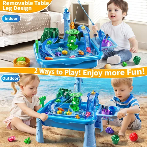 Miniatura 2 de JUKUDAHU Mesa de Agua y Fregadero de Juego para Niños de 2, 3, 4, 5, 6 Años de Edad - Cocina al Aire Libre con Agua Corriente, Juegos de Pesca, Mesa
