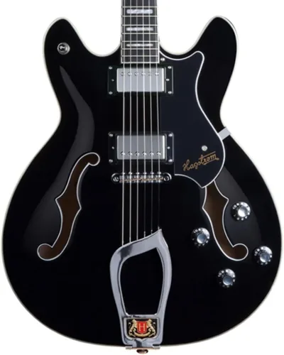 Miniatura 2 de Hagstrom Guitarra eléctrica semihueca Viking - Negro brillante