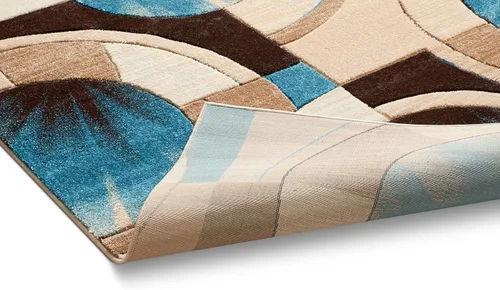Miniatura 3 de Well Woven Tapete geométrico rubí de 2 x 3 pulgadas, color azul y gris, vibrante, moderno, contemporáneo, tallado a mano, diseño de rayos de sol