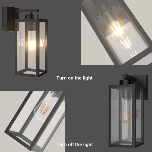 Miniatura 5 de Tipace Paquete de 2 faroles de pared para exteriores con sensor de atardecer a amanecer, accesorios de luz exterior con sensor negro mate, aplique