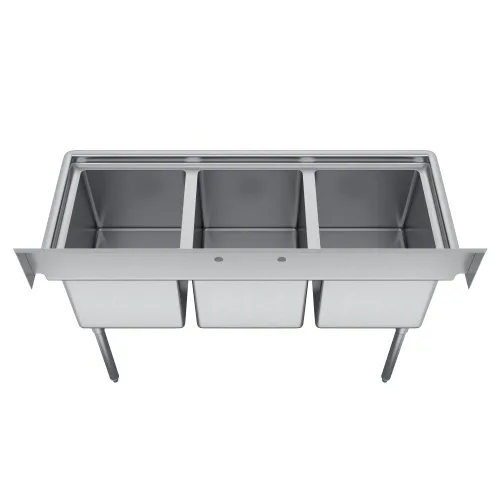 Miniatura 4 de Elkay Foodservice Fregadero de 3 compartimentos, 39 x 19.75 pulgadas OA, altura de trabajo de 36 pulgadas, cuenco de 10 x 14, 10 profundos