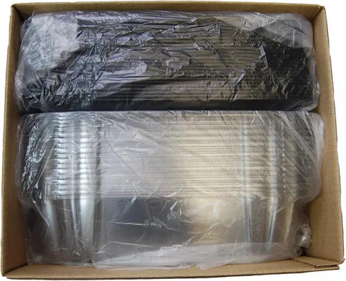 Miniatura 4 de Sabert Bandeja cuadrada UltraStack negra de 16 pulgadas con tapa transparente de cúpula de 3 pulgadas, plástico duradero, desechable, 25