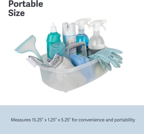 Miniatura 5 de Casabella Organizador de almacenamiento de limpieza multiusos de plástico con asa, 1.5 galones, transparente
