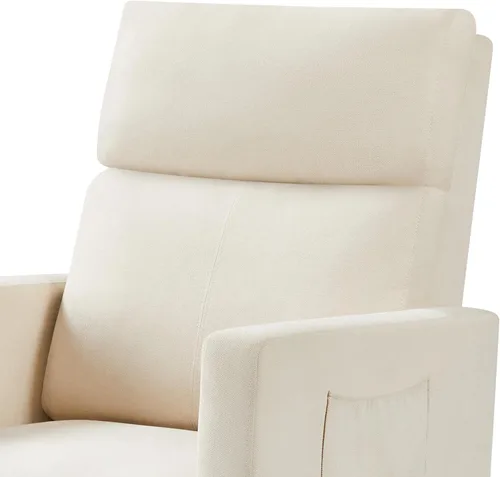 Miniatura 5 de Topeakmart Mecedora tapizada para cuarto de bebé, moderna silla de acento con patas de madera, bolsillo lateral, sillón mecedor para guardería, sala