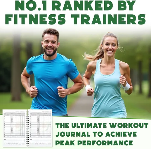 Miniatura 3 de Planificador de entrenamiento para seguimiento diario de fitness y establecimiento de objetivos, tamaño A5, 6 x 8 pulgadas, verde avo, cubierta más