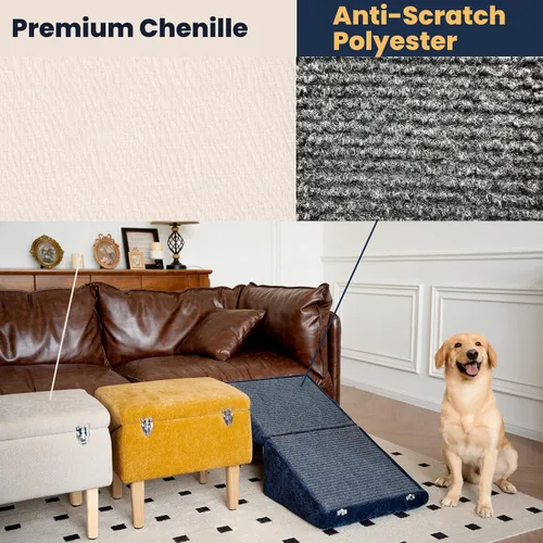 Miniatura 6 de Rampa 3 en 1 para perros de 18.9 x 17.7 x 18.9 pulgadas con almacenamiento, escaleras para mascotas para perros y gatos mayores y lesionados