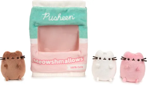GUND Pusheen Meowshmallows - Bolsa de golosinas con mini felpa extraíble, animales de peluche para edades de 8 años en adelante, rosa/verde, 7.5