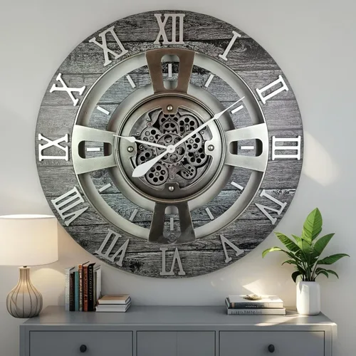 Miniatura 30 de ImprovingLife The Gears Reloj de pared con engranajes móviles reales línea Inglaterra (Verde Aguamarina, 24 pulgadas (60 cm))