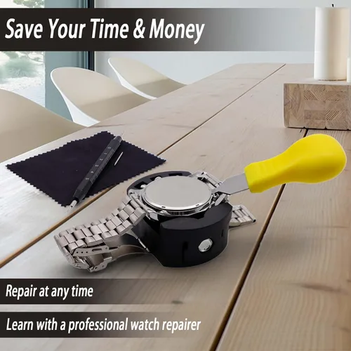 Miniatura 7 de GLDCAPA - Kit de reparación de relojes, kit de repuesto de batería de reloj profesional, herramientas de reparación de relojes con estuche