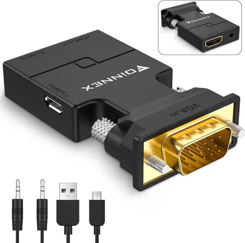 Miniatura 8 de Adaptador VGA a HDMI con Audio, FOINNEx VGA (Fuente) a HDMI (TV/Monitor), Convertidor Activo VGA a HDMI Macho a Hembra 1080P Dongle de Vídeo