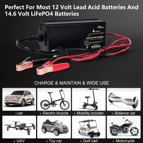 Miniatura 5 de ULTRAPOWER - Cargador de batería LiFePO4 de 14.6 V 10 A, cargador de batería inteligente para baterías LFP de 12 V y batería de plomo ácido