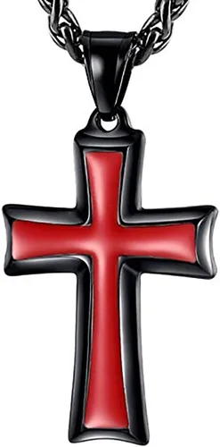 Miniatura 2 de HZMAN collar con colgante de cruz en acero inoxidable para hombres con cadena