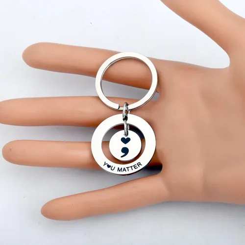 Miniatura 4 de OKEYCH Mental Health Awareness Gift Matter Keychain Semicolon Quote Jewelry Depression Gift