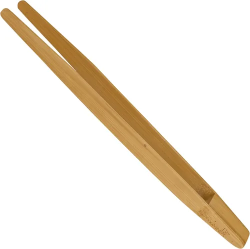 Miniatura 9 de BambooMN - Pinzas reutilizables de bambú "A" para tostadas de 7.9" - Marrón carbonizado - 10 piezas