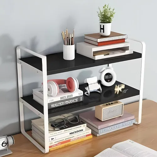 Miniatura 3 de Hbluefat Estante organizador de escritorio, 2 niveles, multiusos, estante de almacenamiento de mesa, pequeño estante de almacenamiento de encimera