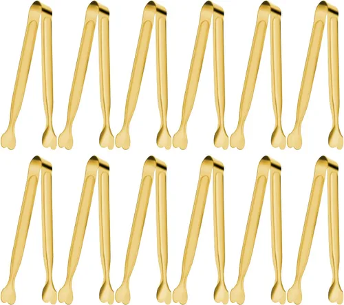 Pinzas de servir, Anytrp 12 paquetes de pinzas de acero inoxidable para azúcar, pinzas pequeñas de 5.3 pulgadas para cocina, pinzas para servir