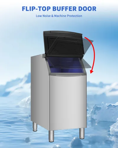 Miniatura 5 de Cubo de almacenamiento comercial para máquina de hielo, capacidad de 300 libras, contenedor de almacenamiento de hielo comercial de acero inoxidable