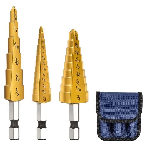 Miniatura 8 de Cobalt M35 - Broca escalonada de 1/4 a 3/4 pulgadas, revestimiento TiAlN con 4 brocas en espiral, 9 tamaños M35 cobalto HSS para acero inoxidable