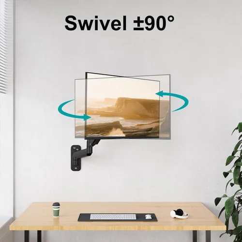 Miniatura 7 de MOUNT PRO Soporte de pared para monitor para pantallas curvadas planas de 35 pulgadas/26.4 libras, brazo de monitor único de alta resistencia