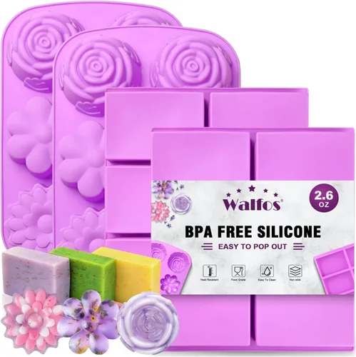 Miniatura 8 de Walfos Paquete de 3 Moldes de Jabón Pequeños, 15 Cavidades Moldes Redondos Mini de Silicona, Moldes de Jabón de Silicona Cilíndricos de 1.5 pulgadas