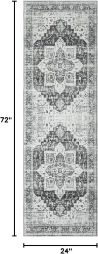 Miniatura 2 de JOLENE.K Alfombra lavable para pasillo, 2 x 6, alfombra de cocina, oriental, suave, envejecida, vintage, antideslizante, resistente a las manchas