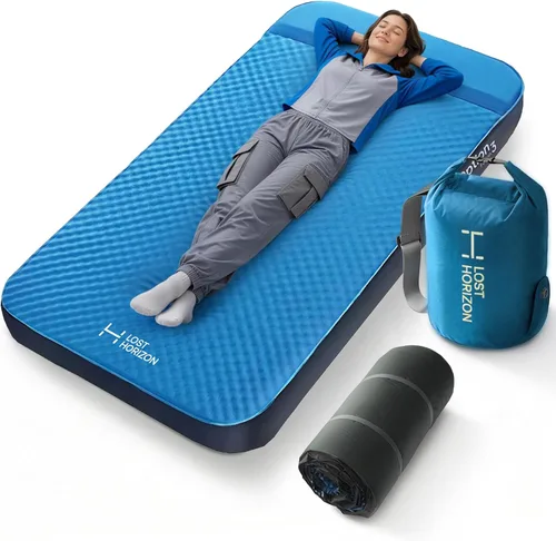 Lost Horizon Air & Foam Camping Mattress, Self-Inflating Sleeping Pad, 3" Thick, with Pump Sack, Twin