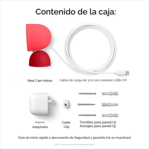 Miniatura 12 de Google Nest Cam Indoor (con cable, 3ª generación) - Cámara de seguridad con video 2K y Gemini, visión nocturna, audio bidireccional, funciona