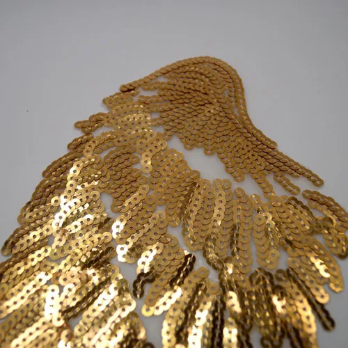 Miniatura 3 de 1 par de parches de lentejuelas de alas de ángel doradas y plateadas para ropa, parches bordados para planchar, apliques de accesorios de Navidad