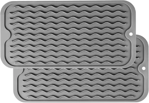 Miniatura 61 de ZLR 2 bandejas de silicona para fregadero (6 x 12 pulgadas/6.024 x 12.008 in) - Soporte estrecho para esponja para encimera de cocina - Tapete Negro